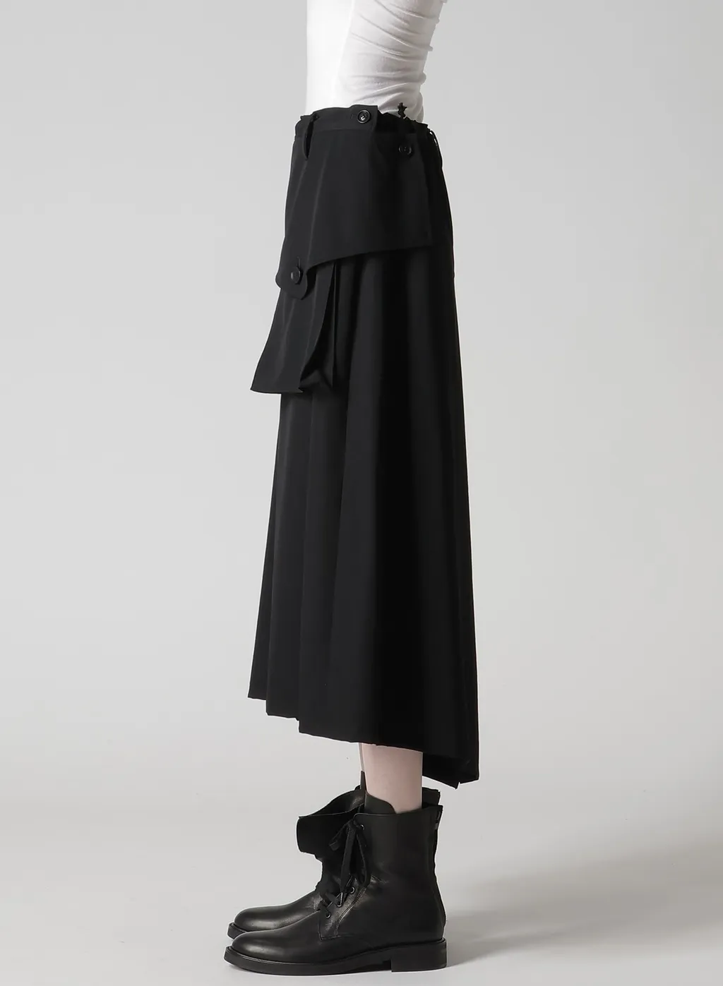 Wool Gabardine Y Big Flap Skirt
