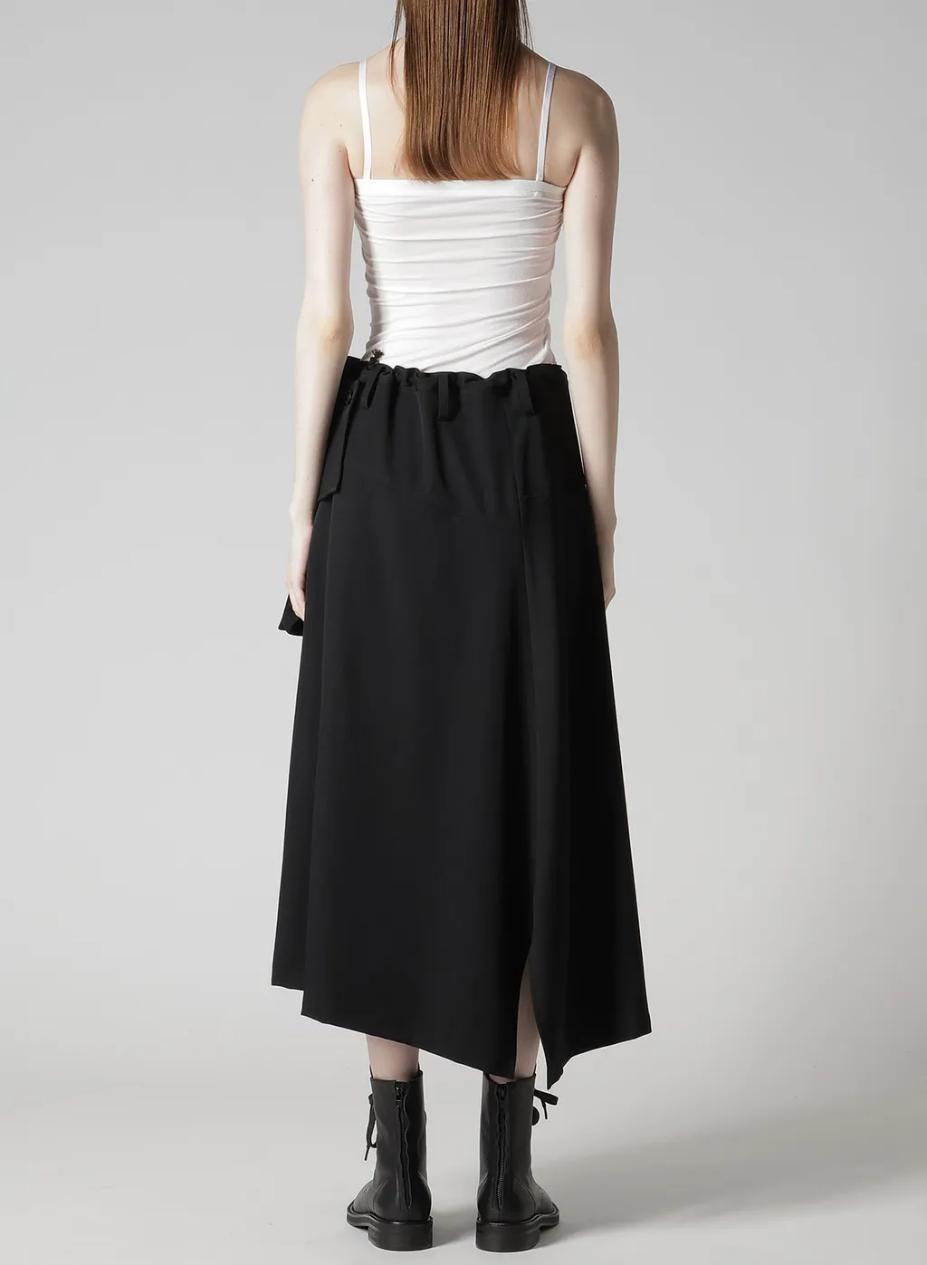 Wool Gabardine Y Big Flap Skirt