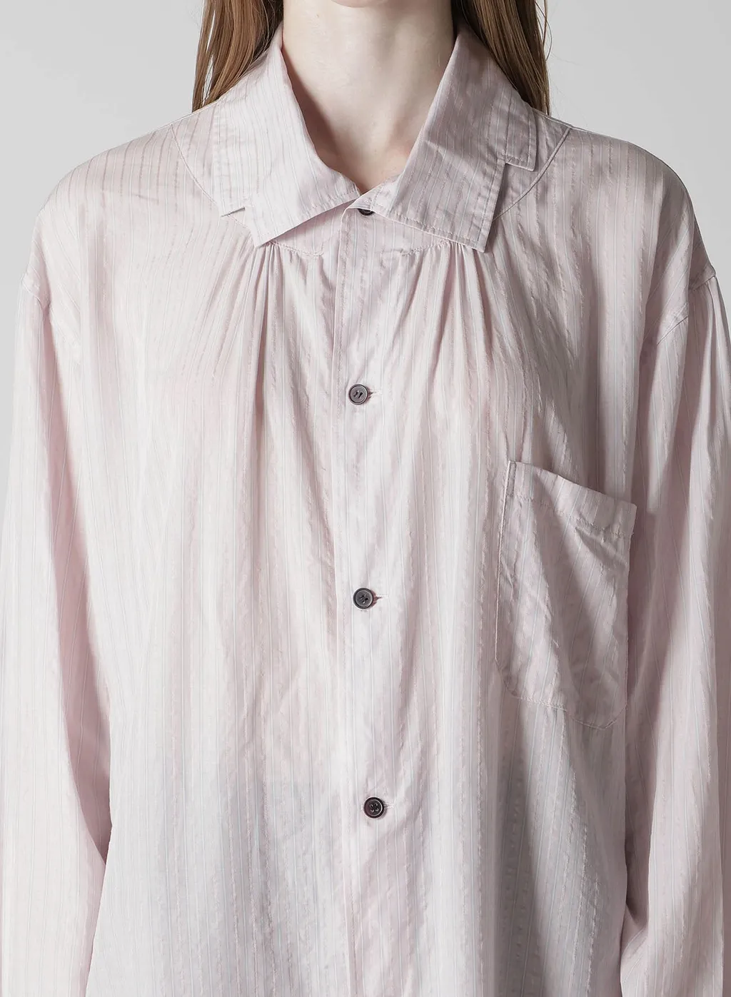 Cellulose Stripe Square-Collar Shirt