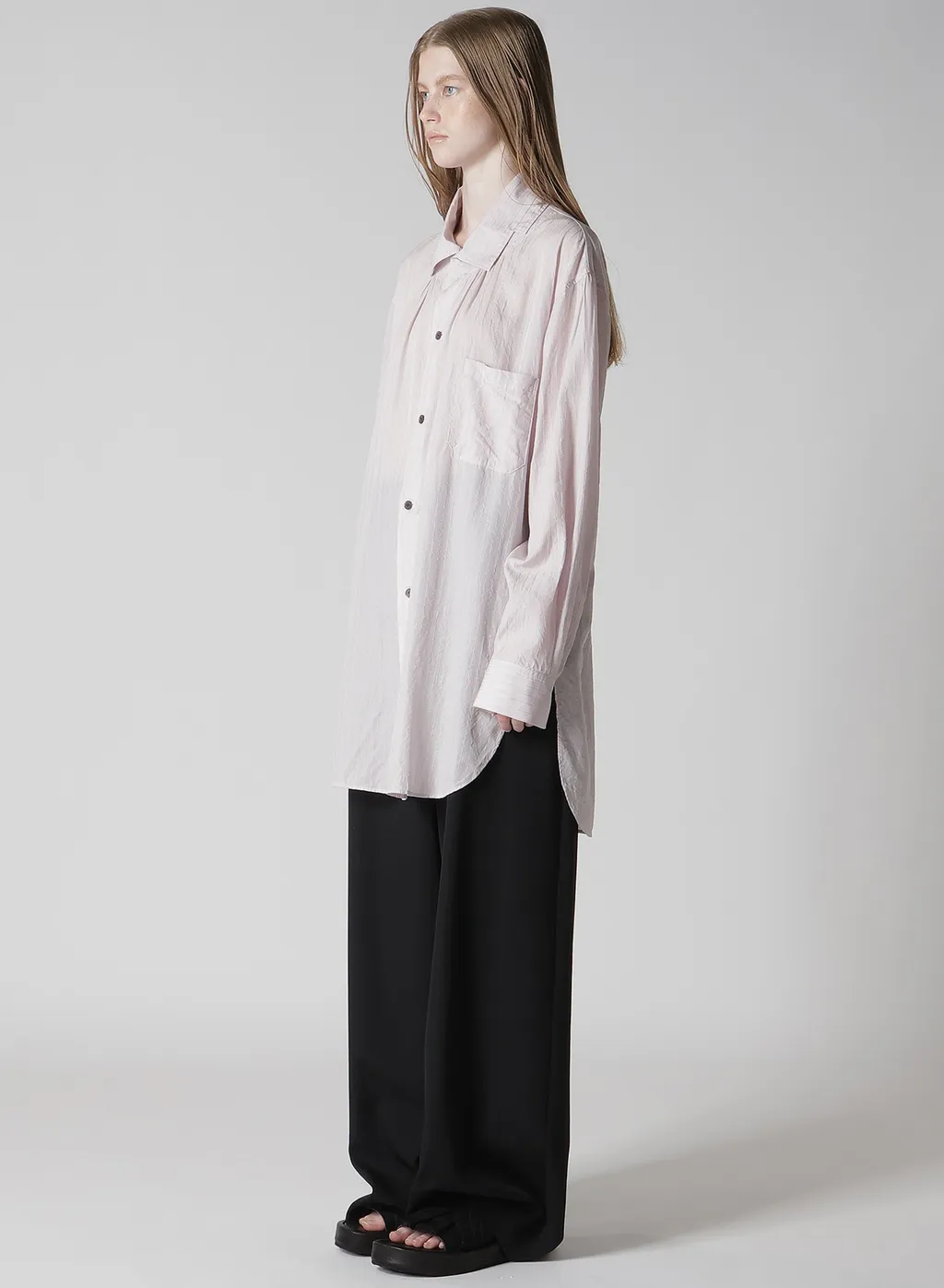 Cellulose Stripe Square-Collar Shirt