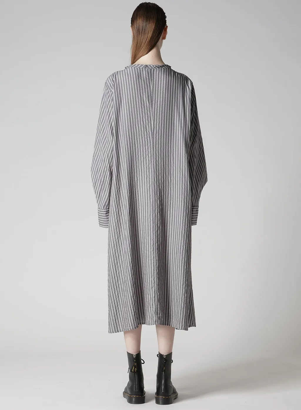 Cellulose Stripe Collarless A-Line Dress