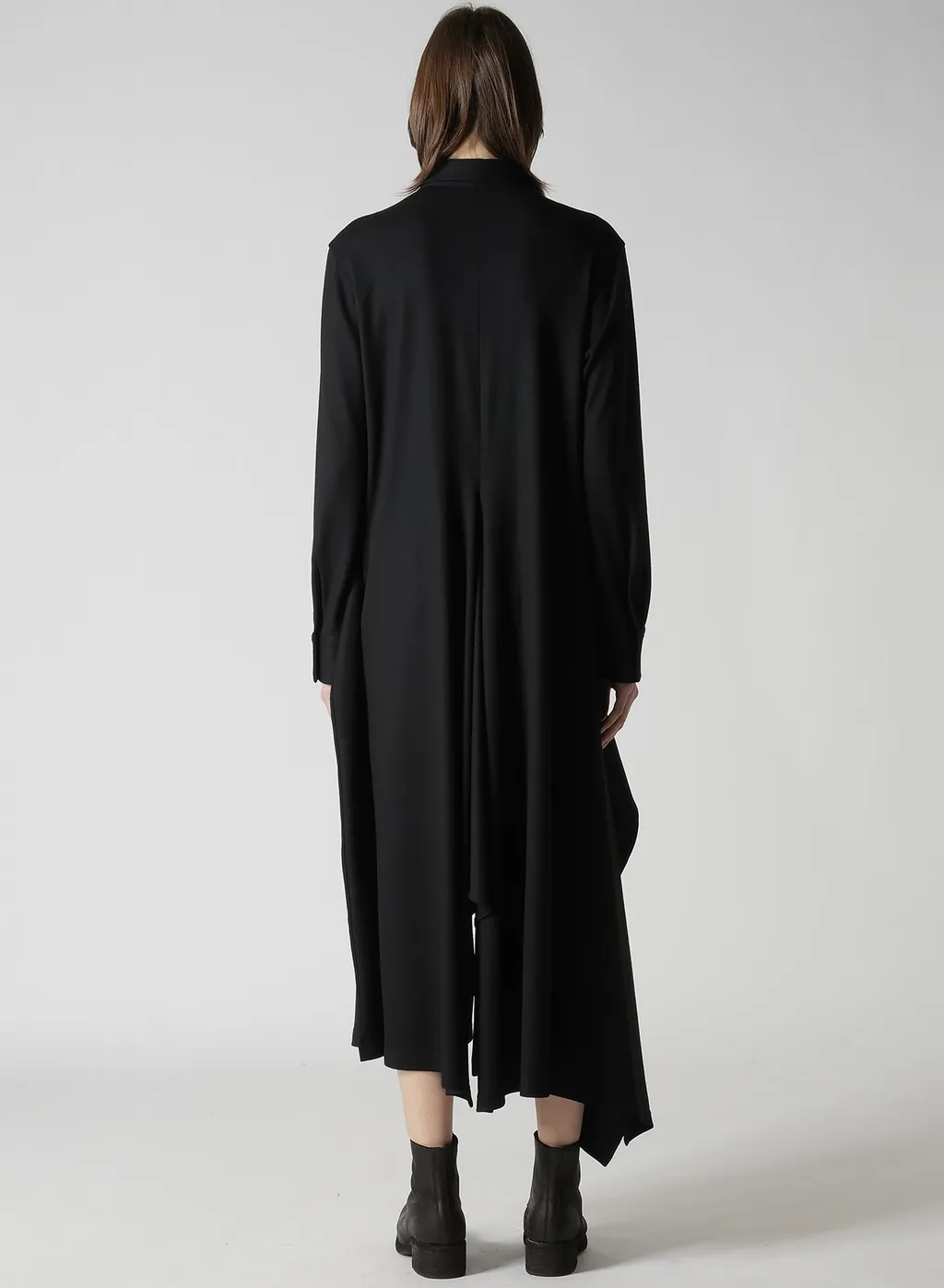 Washable Wool Draped Shirt Dress