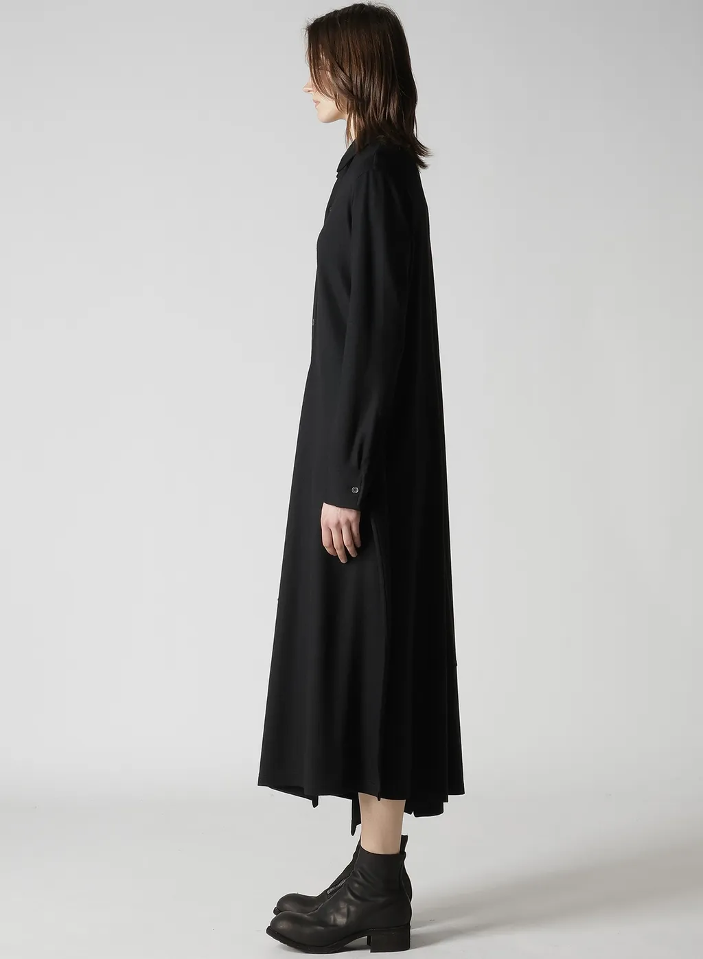 Washable Wool Draped Shirt Dress