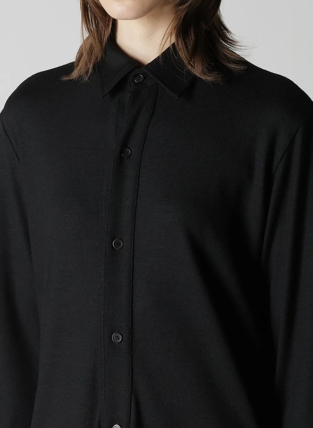Washable Wool Draped Shirt Dress