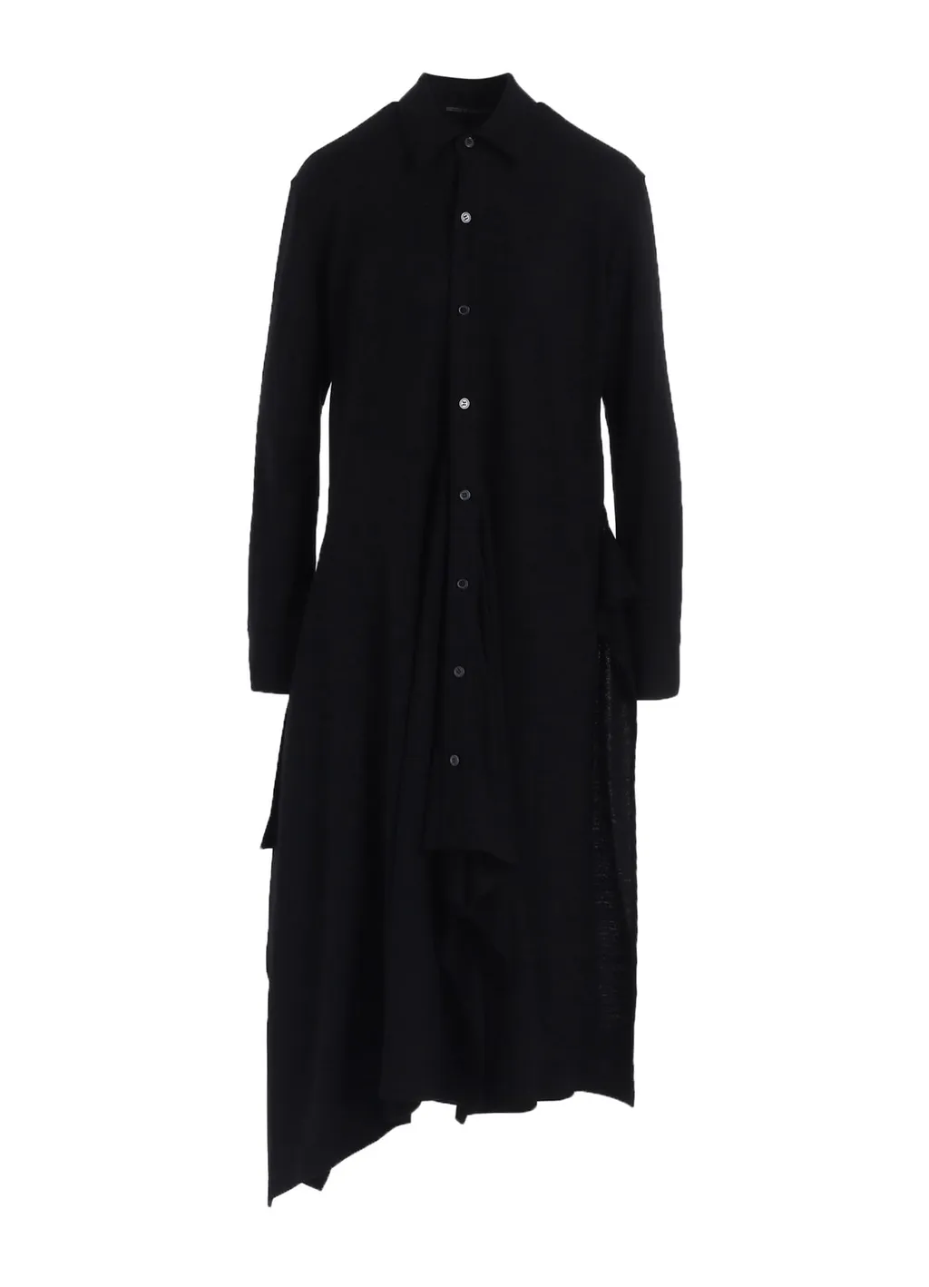 Washable Wool Draped Shirt Dress