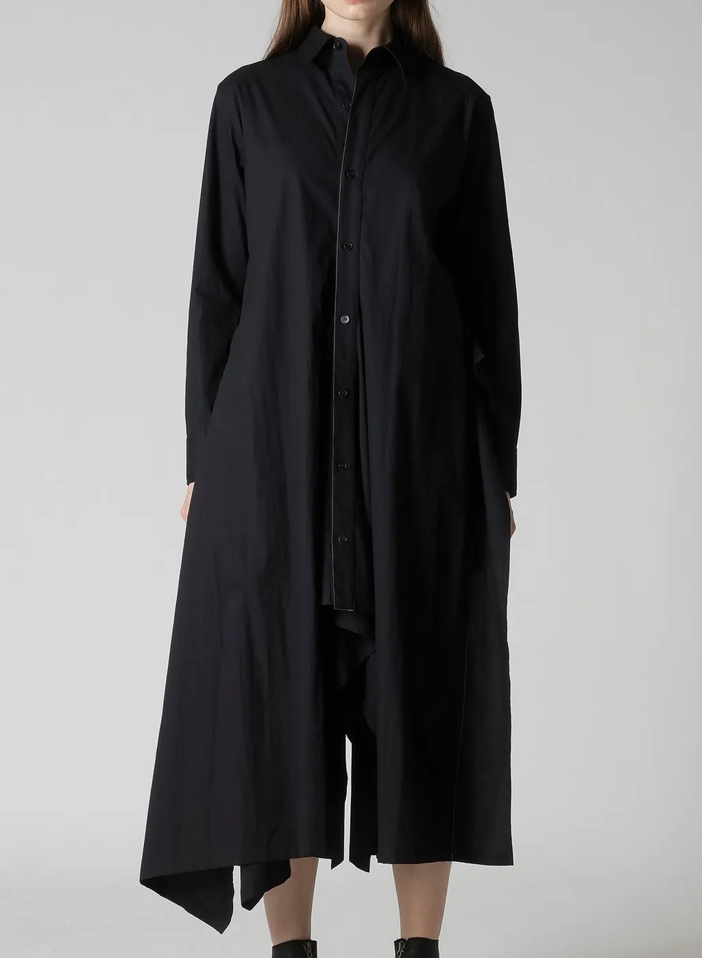 Cotton Broad Draped Shirt Dress