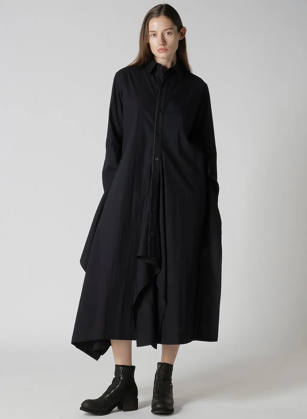Cotton Broad Draped Shirt Dress