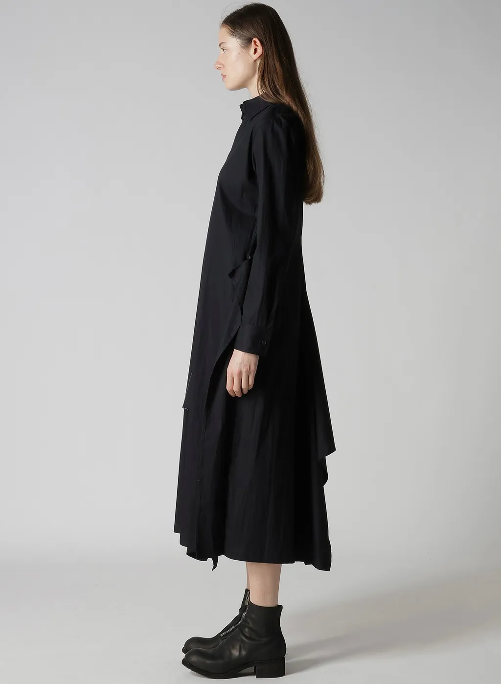 Cotton Broad Draped Shirt Dress