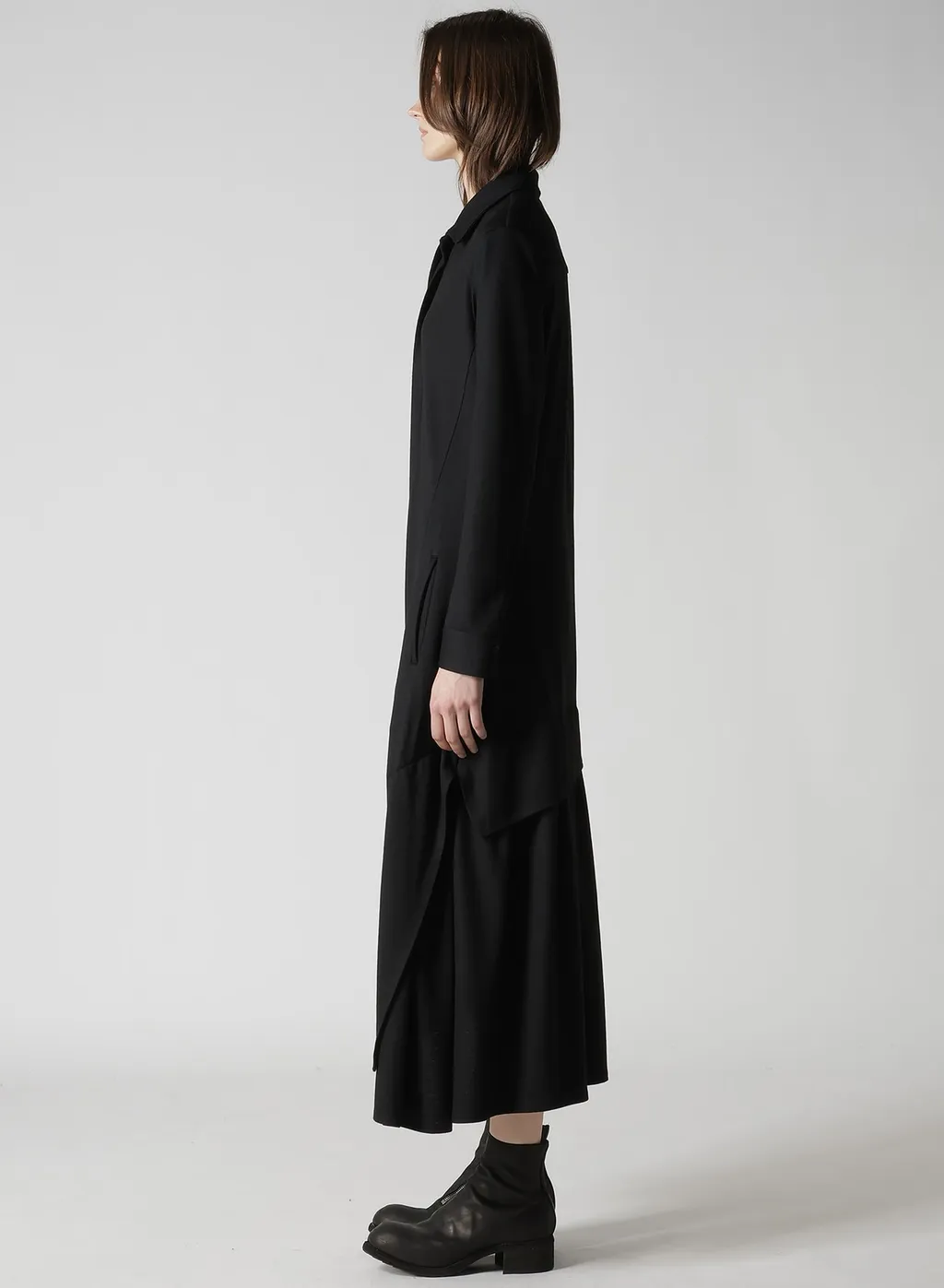 Washable Wool O Collar Shirt Dress