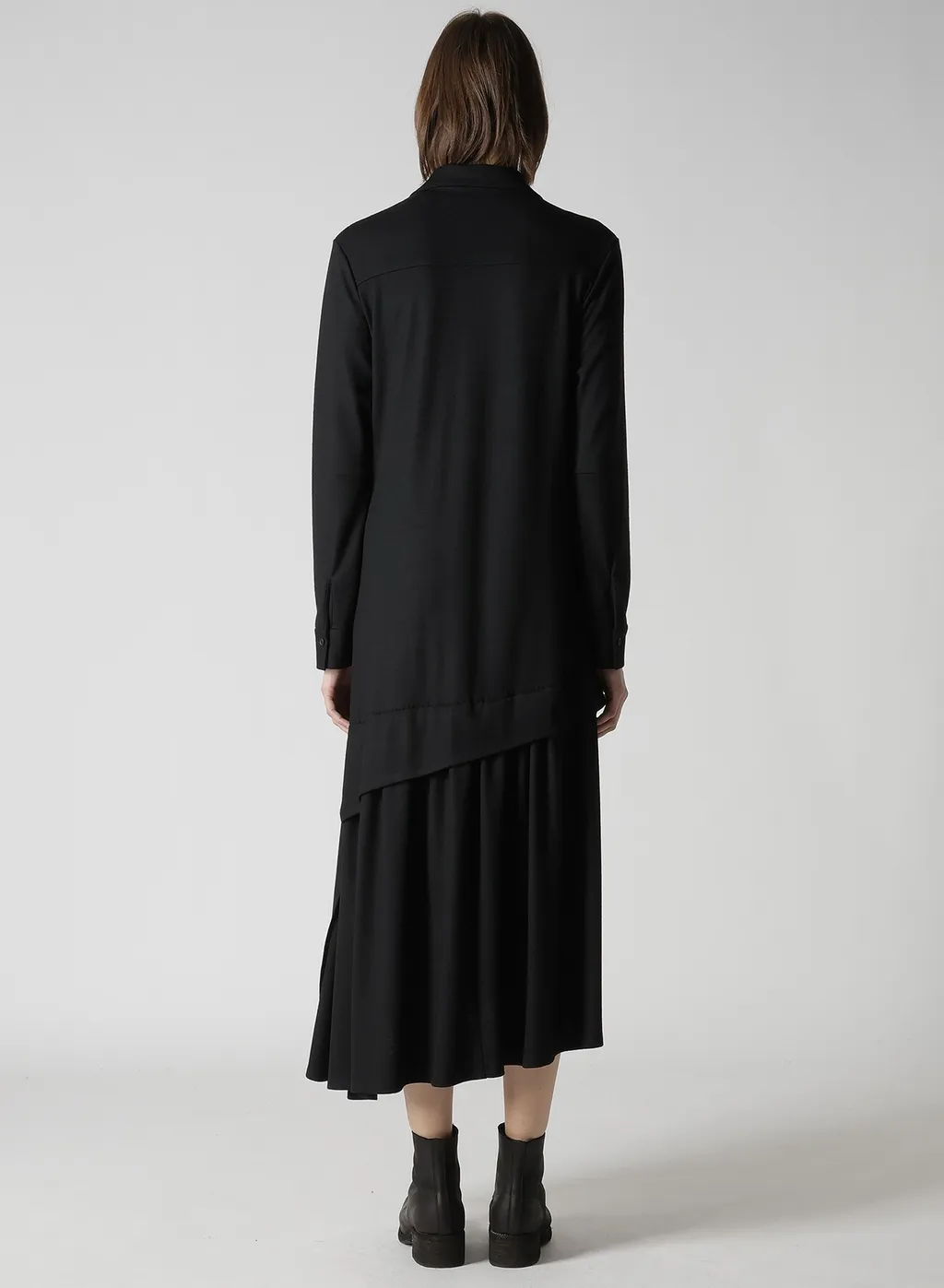 Washable Wool O Collar Shirt Dress
