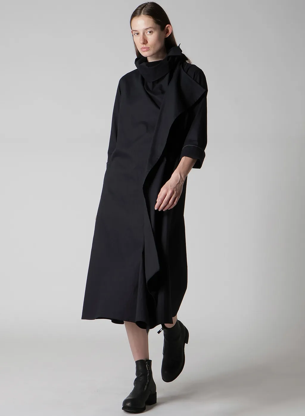 Cotton Broad Draped Neck Dress