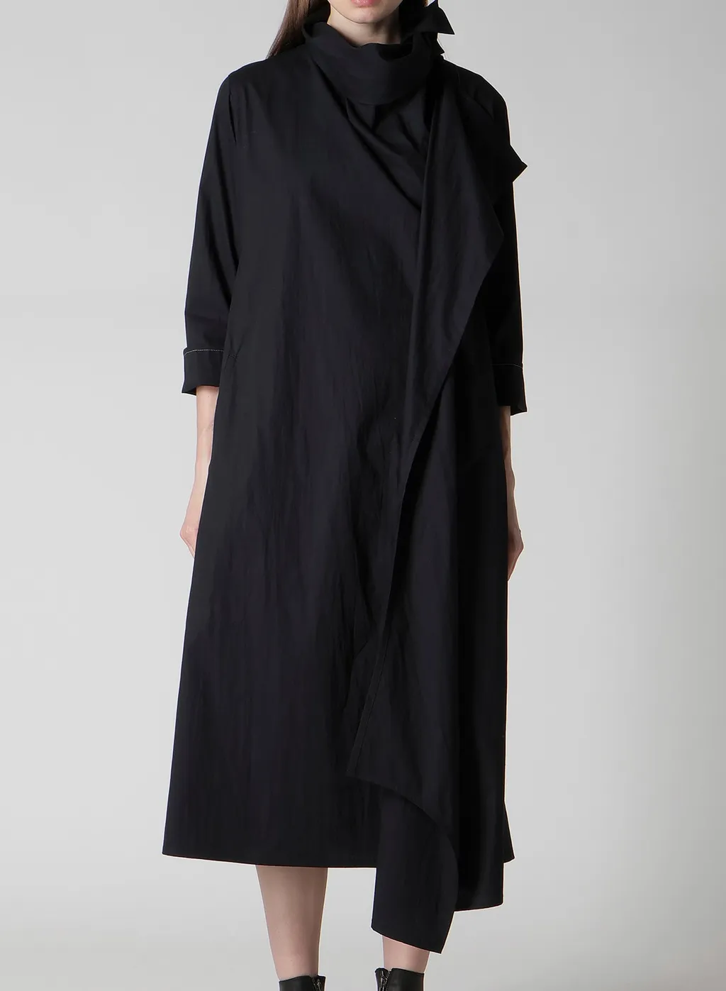 Cotton Broad Draped Neck Dress
