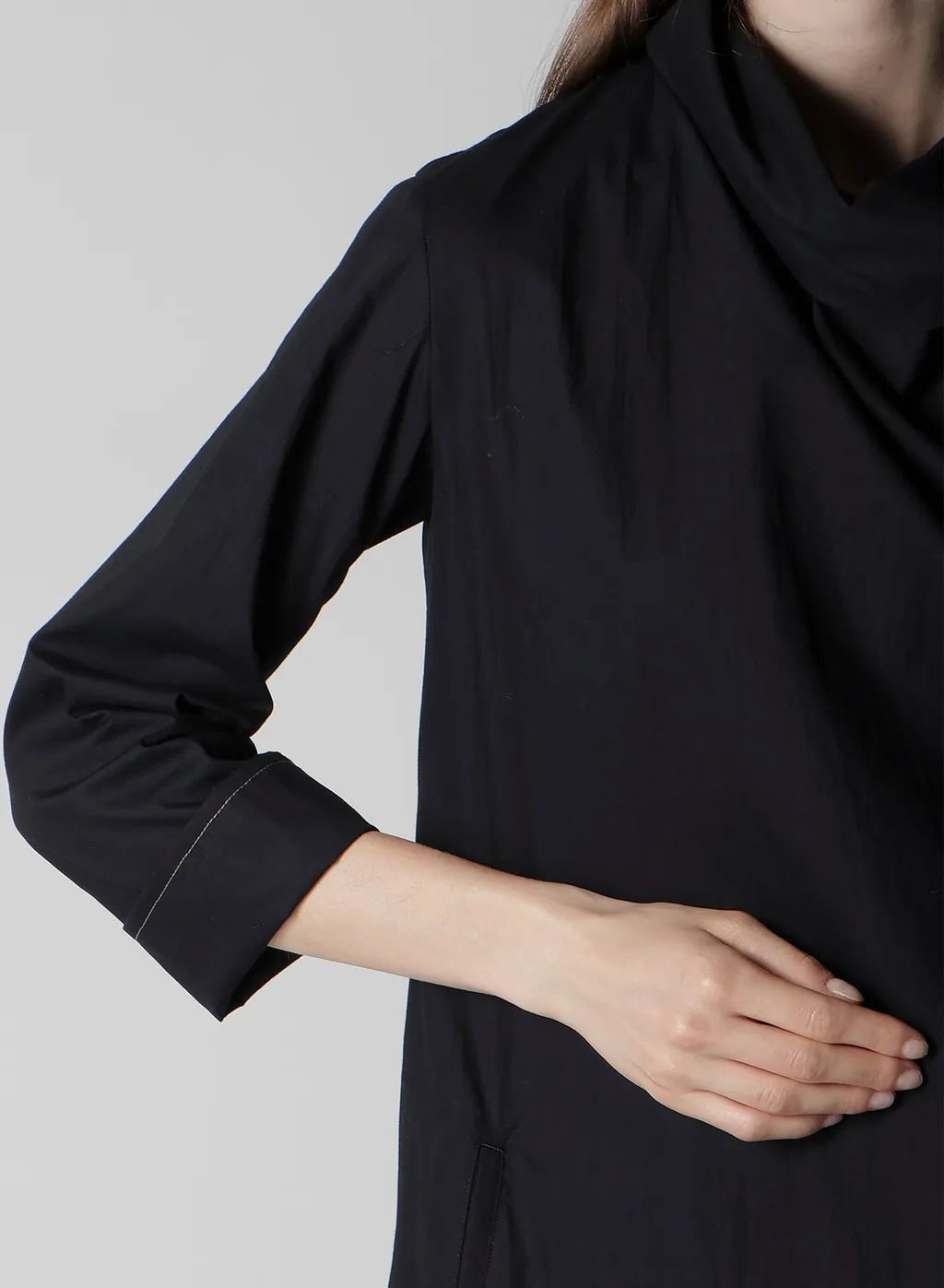 Cotton Broad Draped Neck Dress