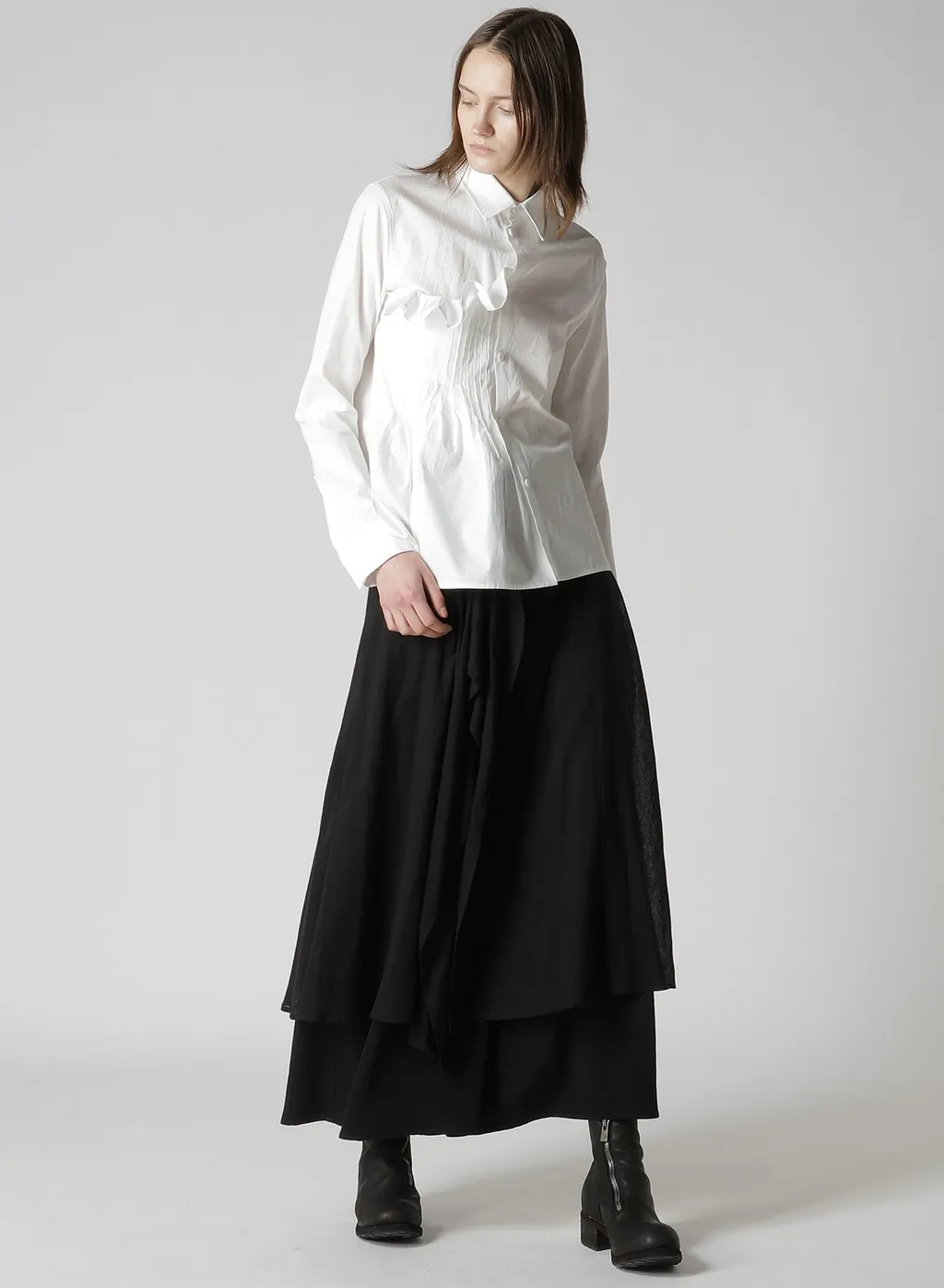 Cotton Broad R Front Pintuck Blouse