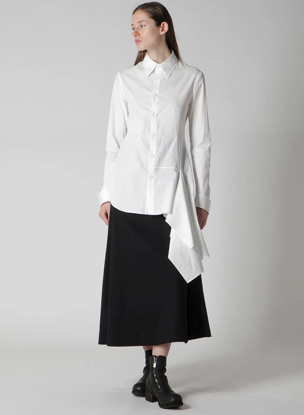 Cotton Broad L Draped Blouse