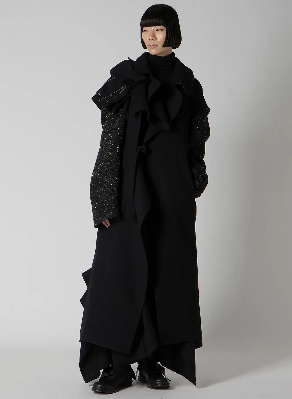 Wool Chiffon Highneck Long T B