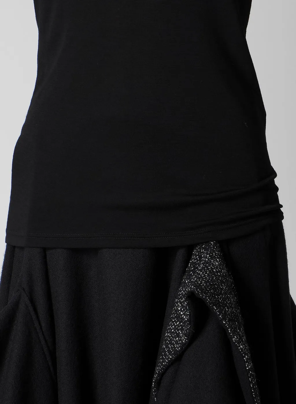 Wool Chiffon Highneck Long T B