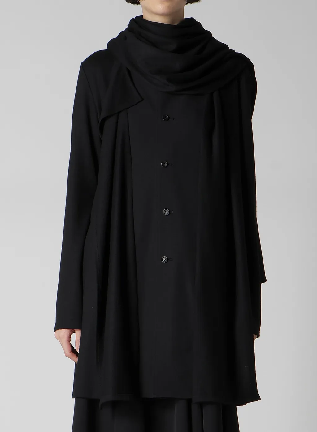 Washable Wool Stole Detail Long Blouse