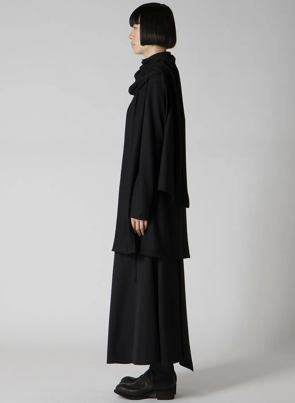 Washable Wool Stole Detail Long Blouse