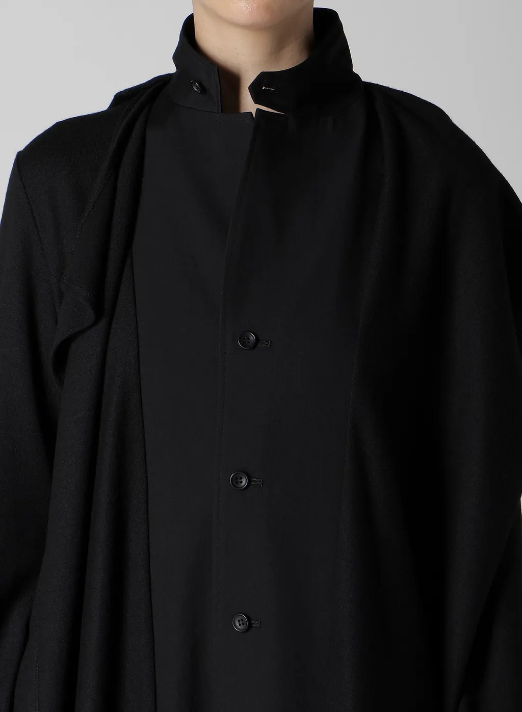Washable Wool Stole Detail Long Blouse