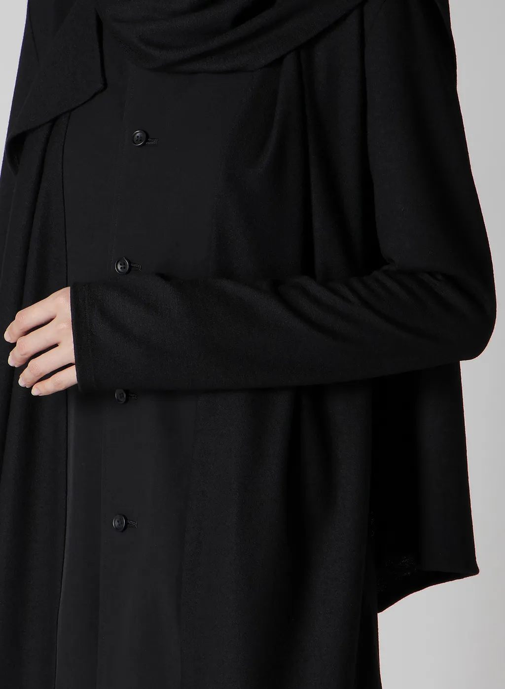 Washable Wool Stole Detail Long Blouse