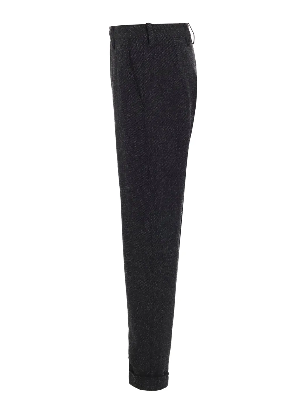 Tweed Cloth Cuffed Hem Pants