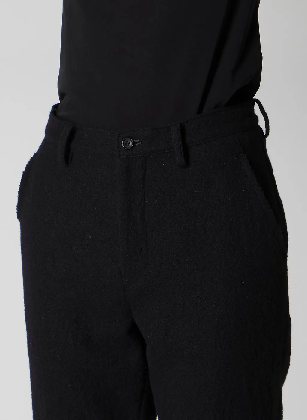 Shrinked Wool Serge Cuffed Hem Pants