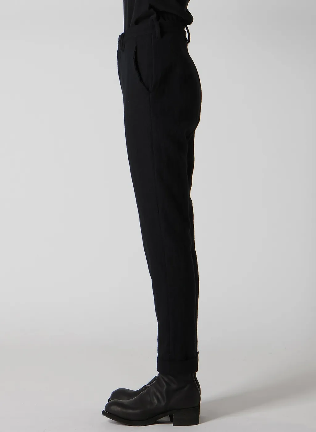 Shrinked Wool Serge Cuffed Hem Pants