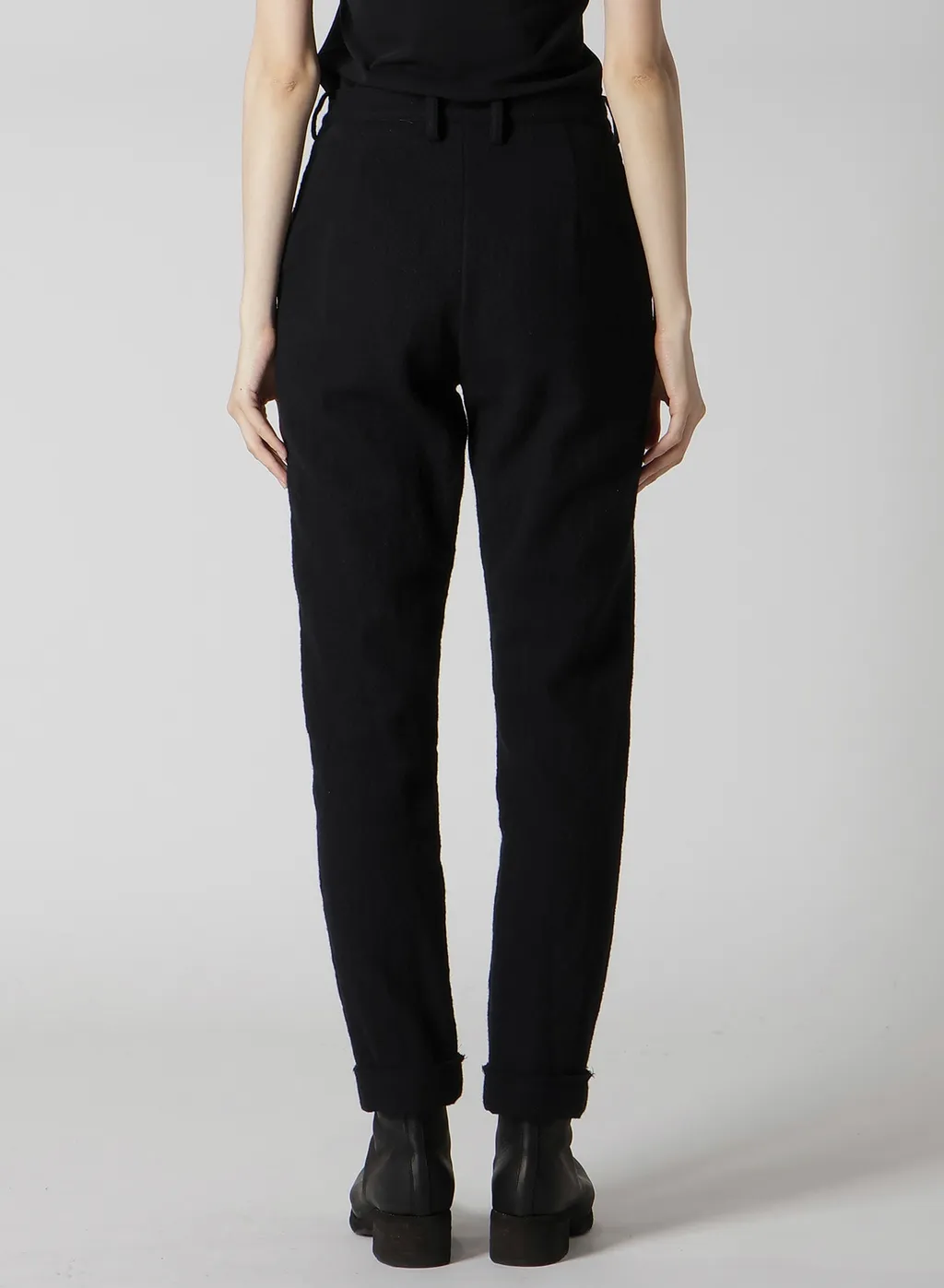 Shrinked Wool Serge Cuffed Hem Pants