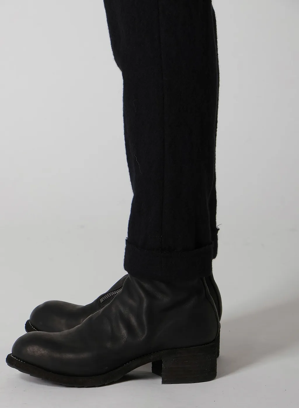 Shrinked Wool Serge Cuffed Hem Pants