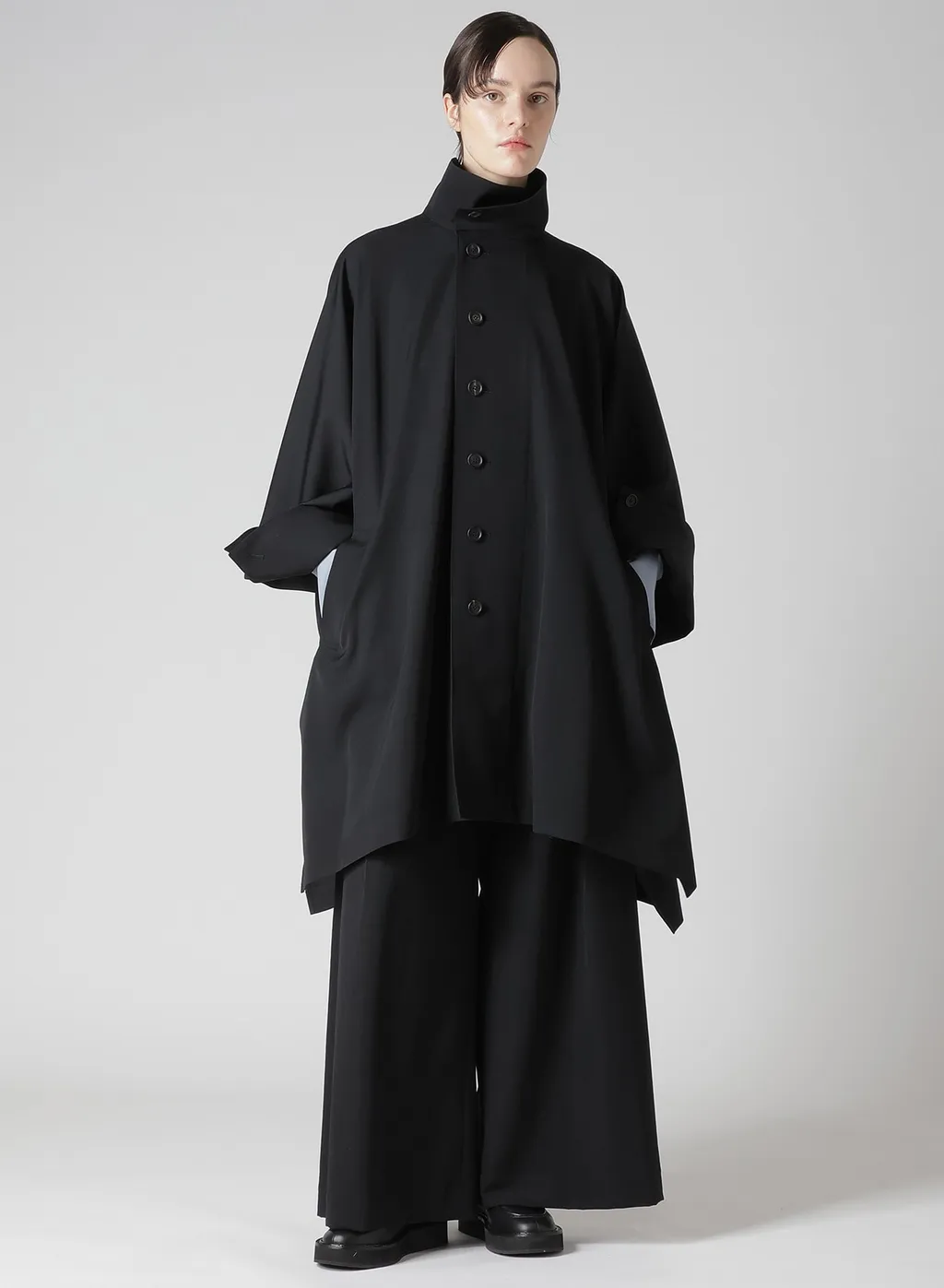 Gabardine Layered-Like Wide Pants