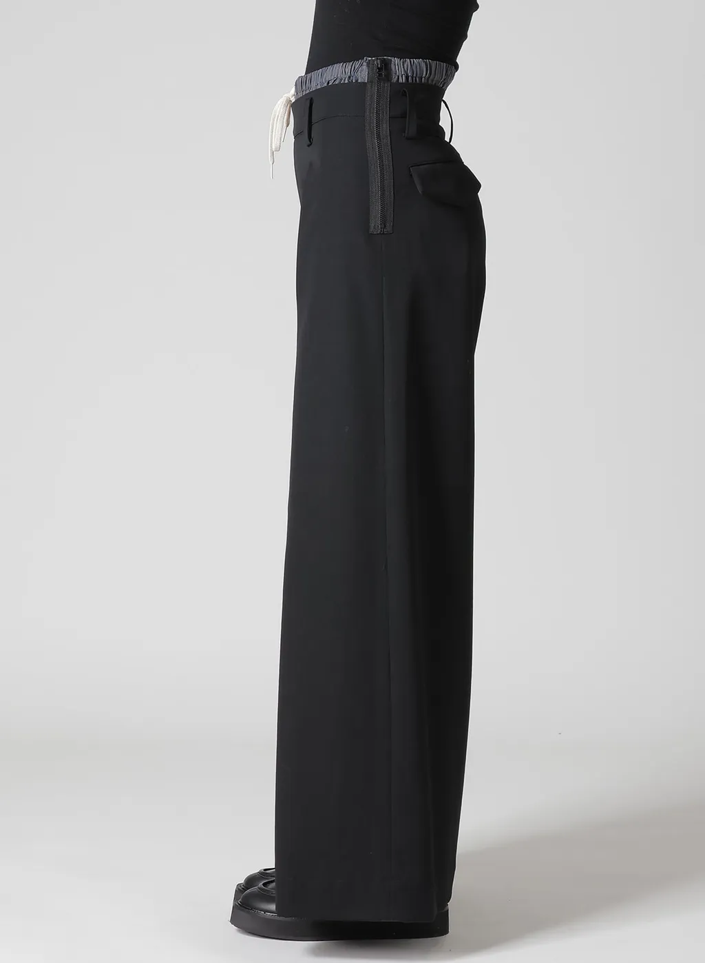Gabardine Layered-Like Wide Pants