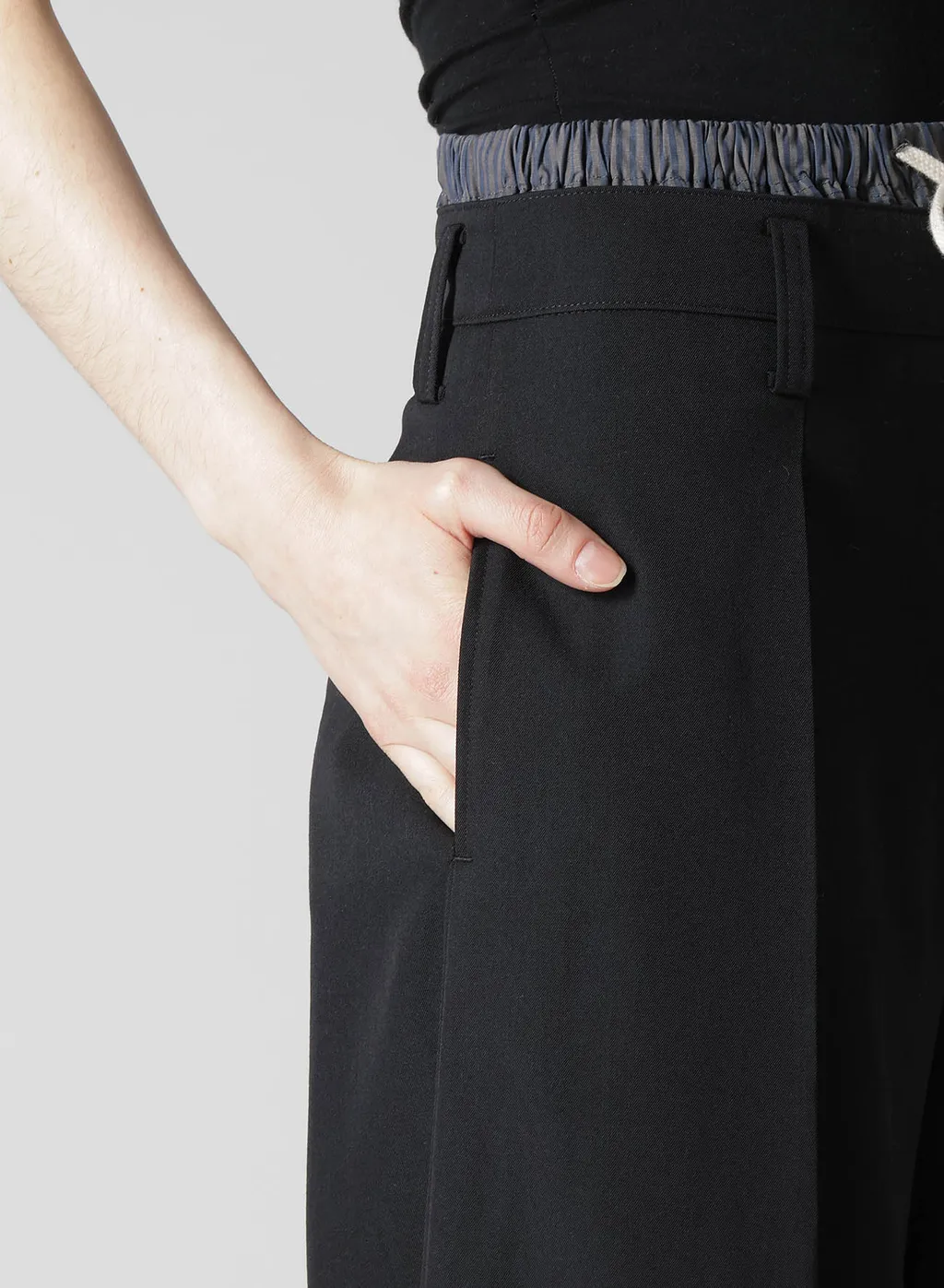 Gabardine Layered-Like Wide Pants