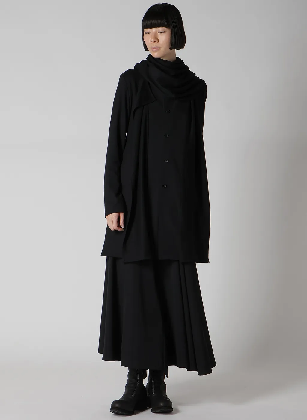 Gabardine L Gathered Flare Skirt