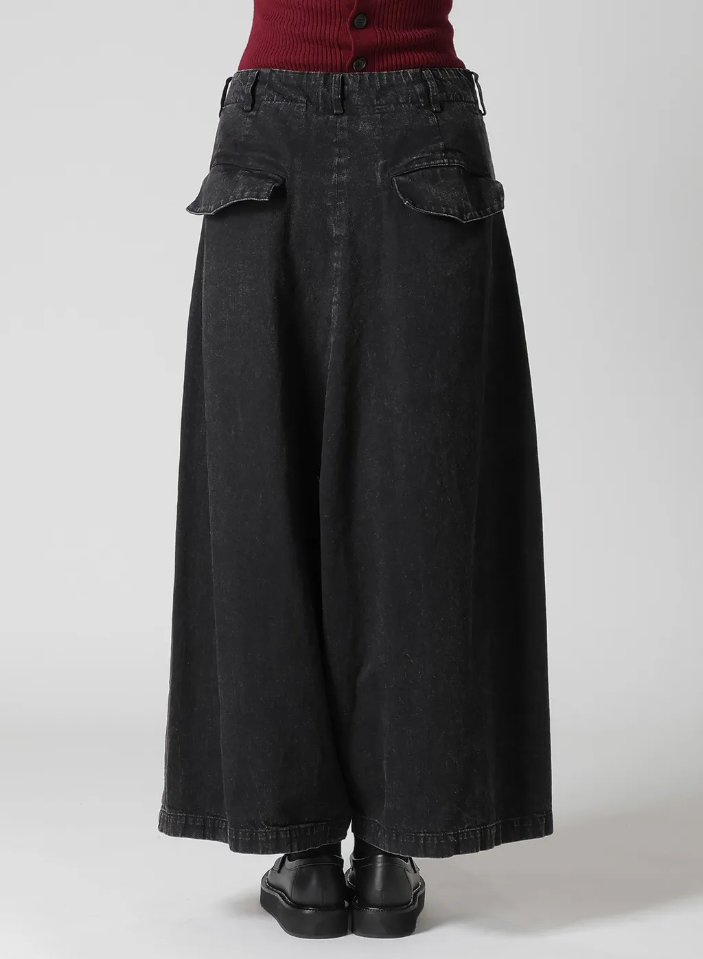 Permanganate Bleached Denim Backside Flared Wide Pants