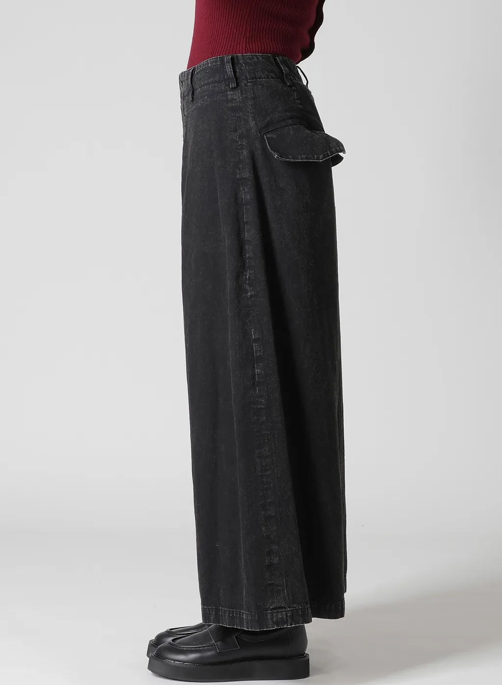 Permanganate Bleached Denim Backside Flared Wide Pants