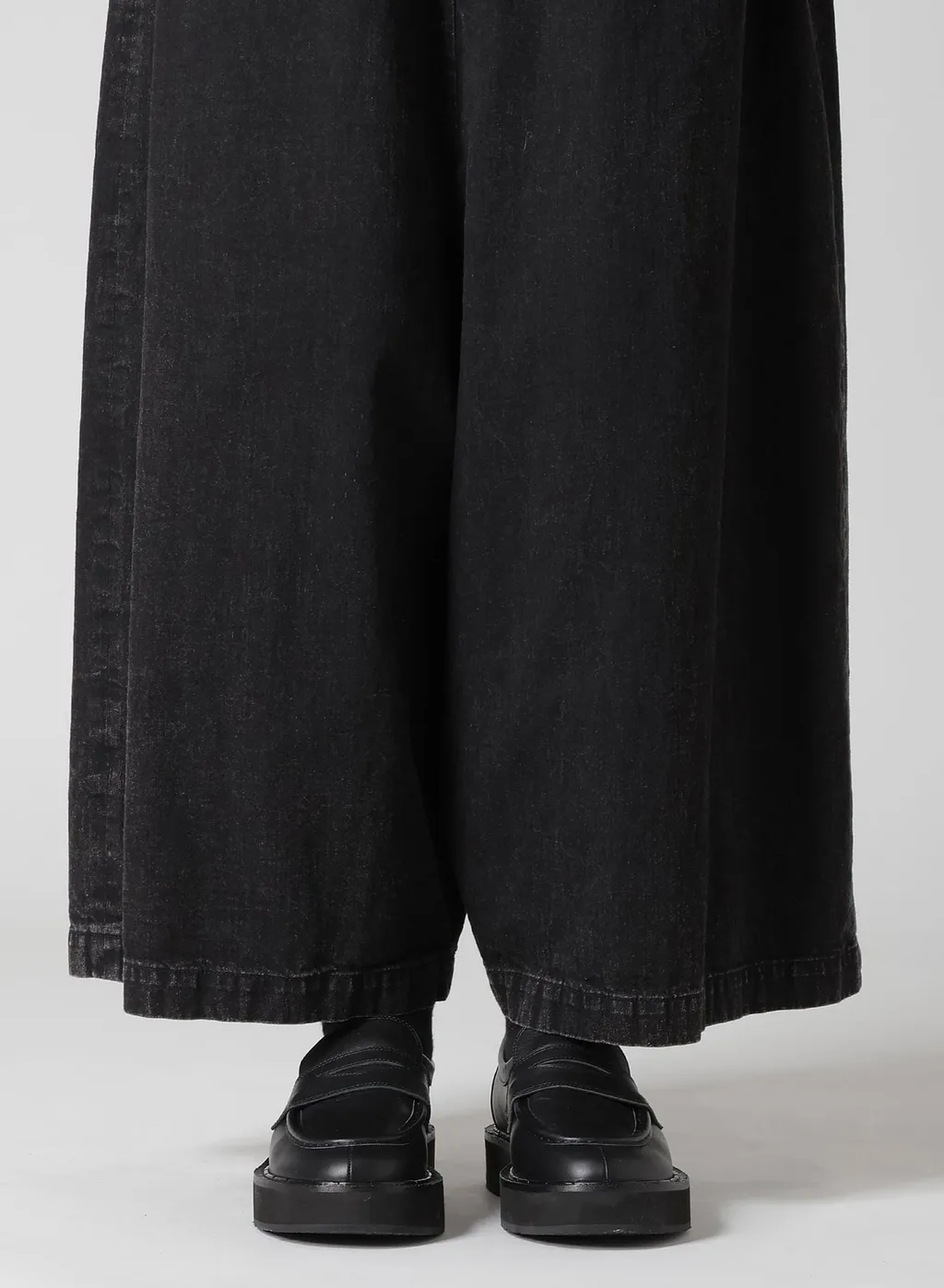 Permanganate Bleached Denim Backside Flared Wide Pants