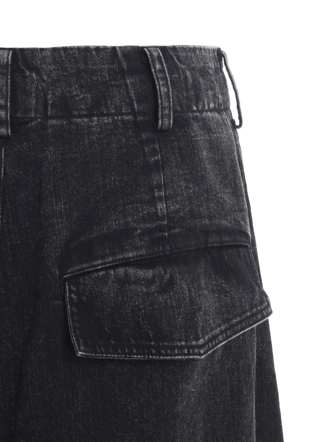 Permanganate Bleached Denim Backside Flared Wide Pants