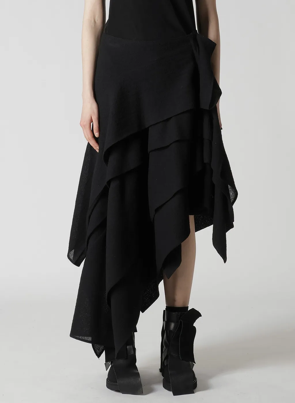 Wool Gauze Tucked Stitch D Skirt