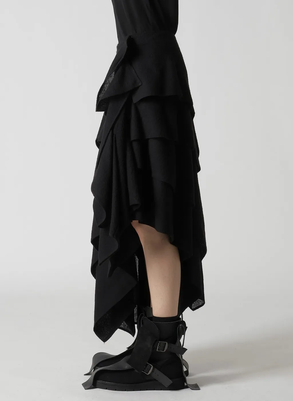 Wool Gauze Tucked Stitch D Skirt