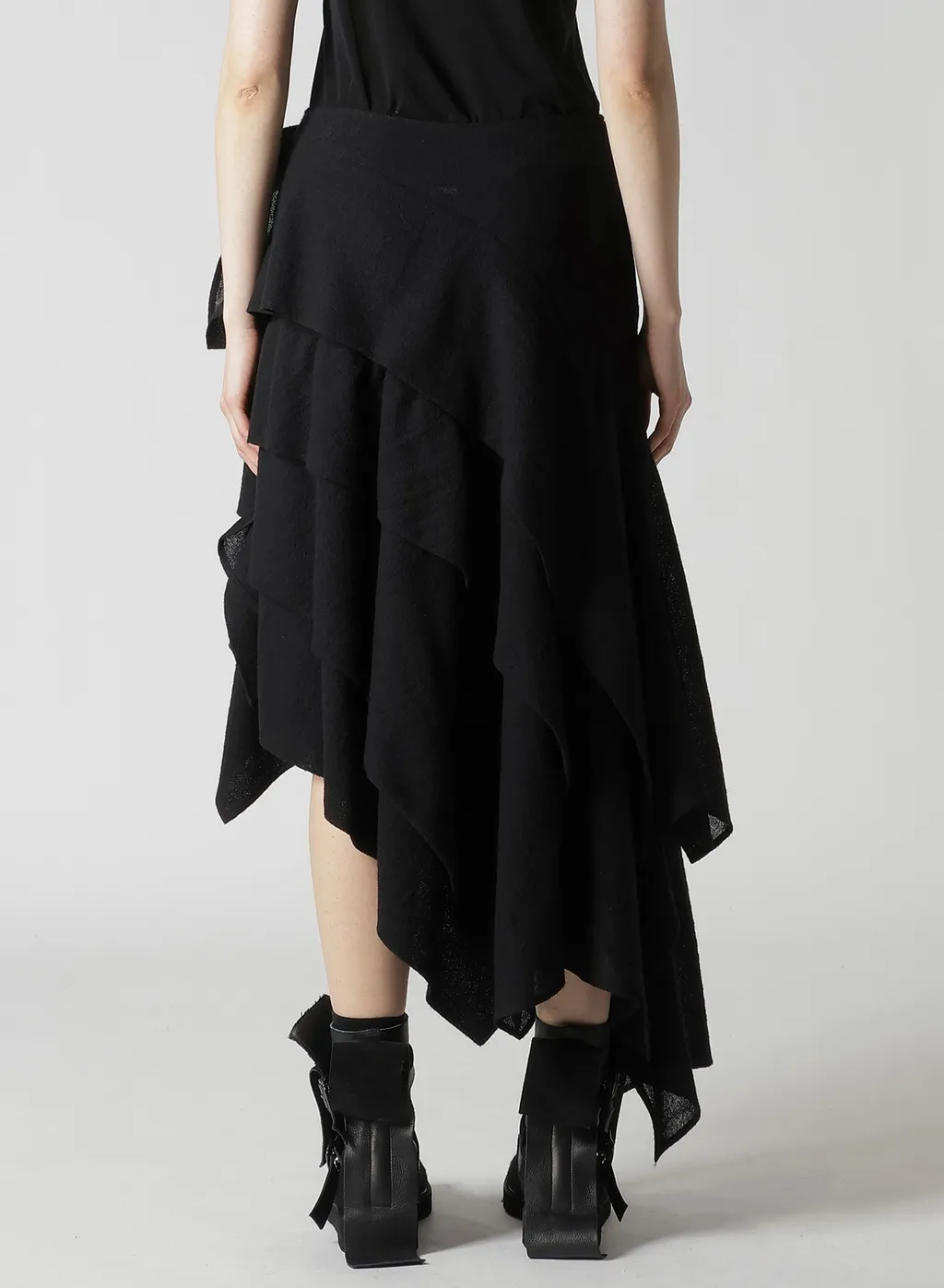 Wool Gauze Tucked Stitch D Skirt