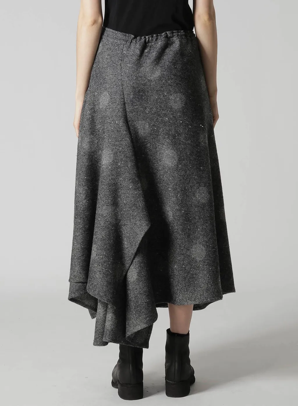 Wool Shadow Dot R Gathered Skirt
