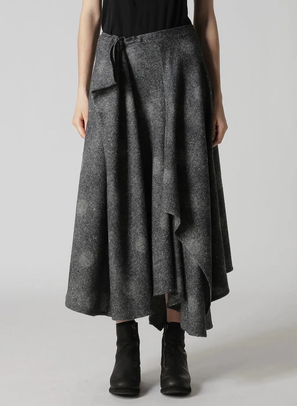 Wool Shadow Dot R Gathered Skirt