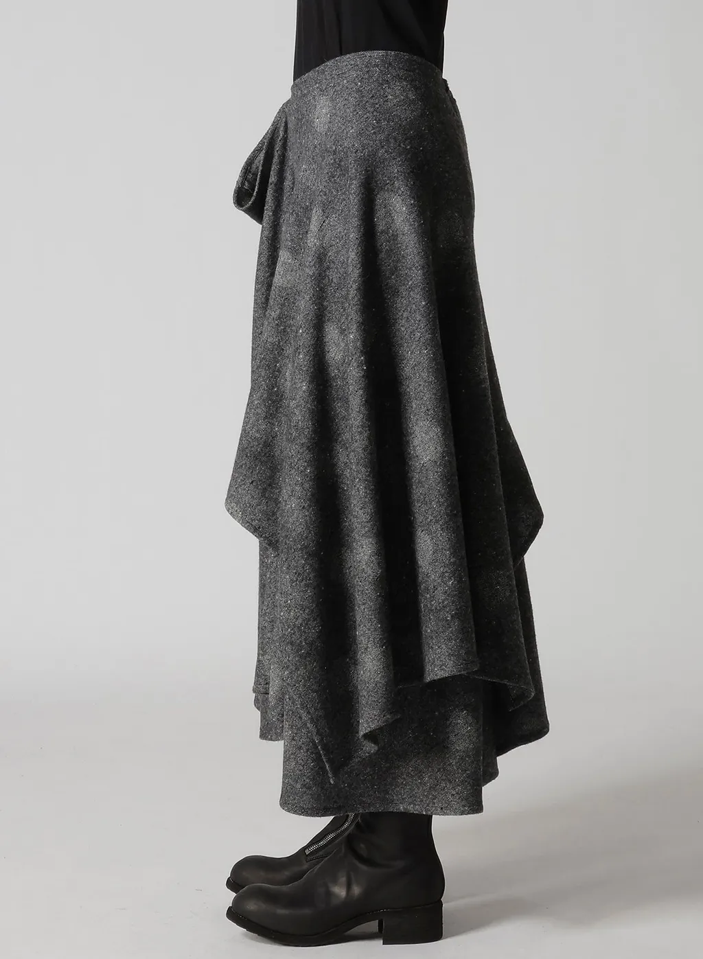 Wool Shadow Dot R Gathered Skirt