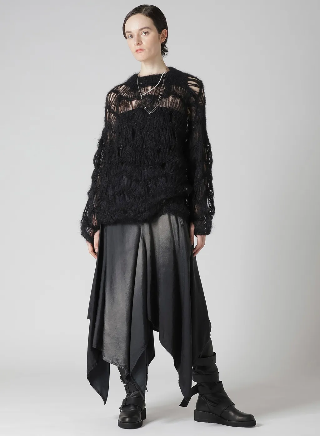 Cu/C Bleached Satin Asymmetric Skirt