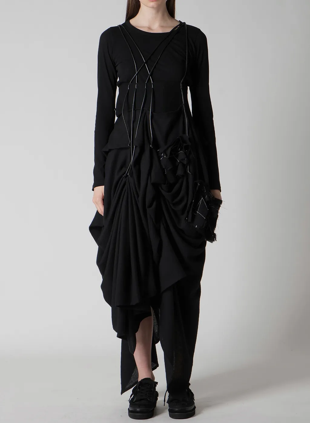 Flannel Box D Gathered Suspender Skirt