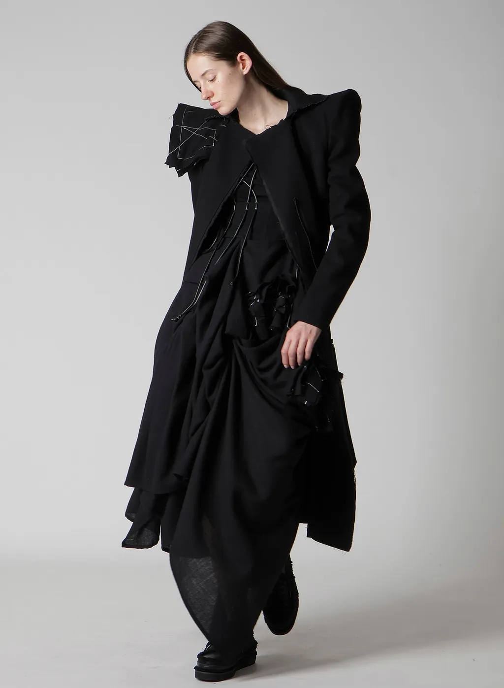 Flannel Box D Gathered Suspender Skirt