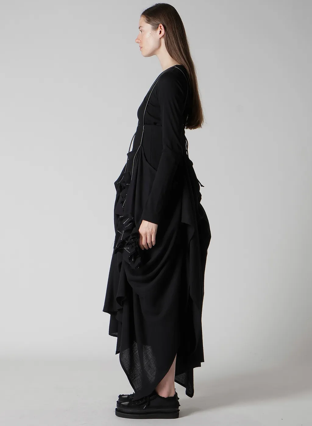 Flannel Box D Gathered Suspender Skirt