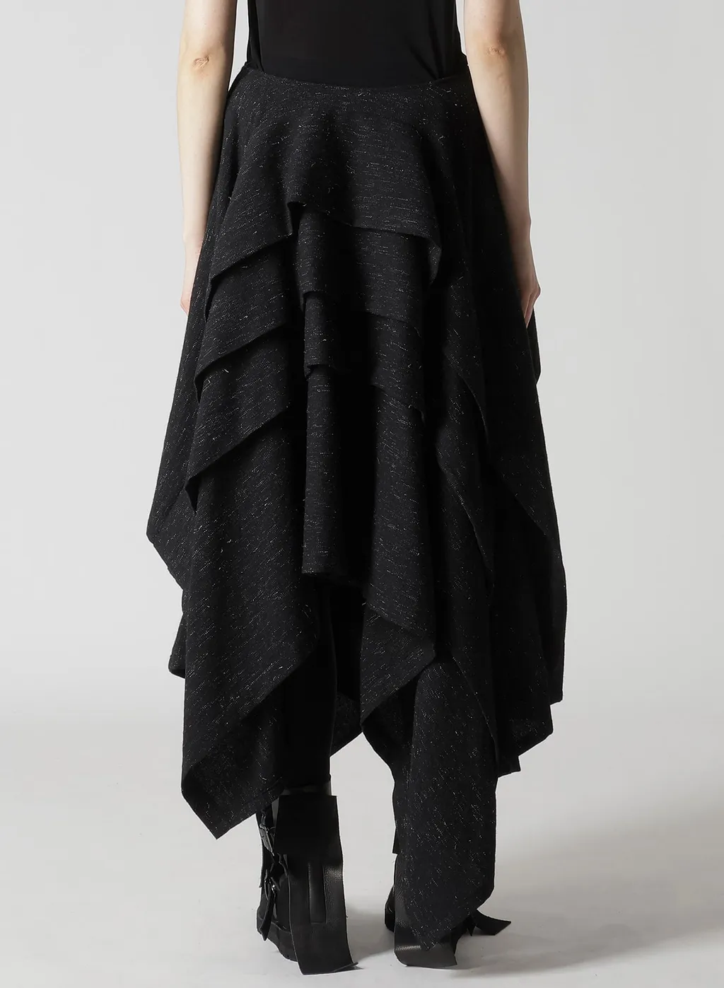Woolen Tweed R Draped Tuck St Skirt