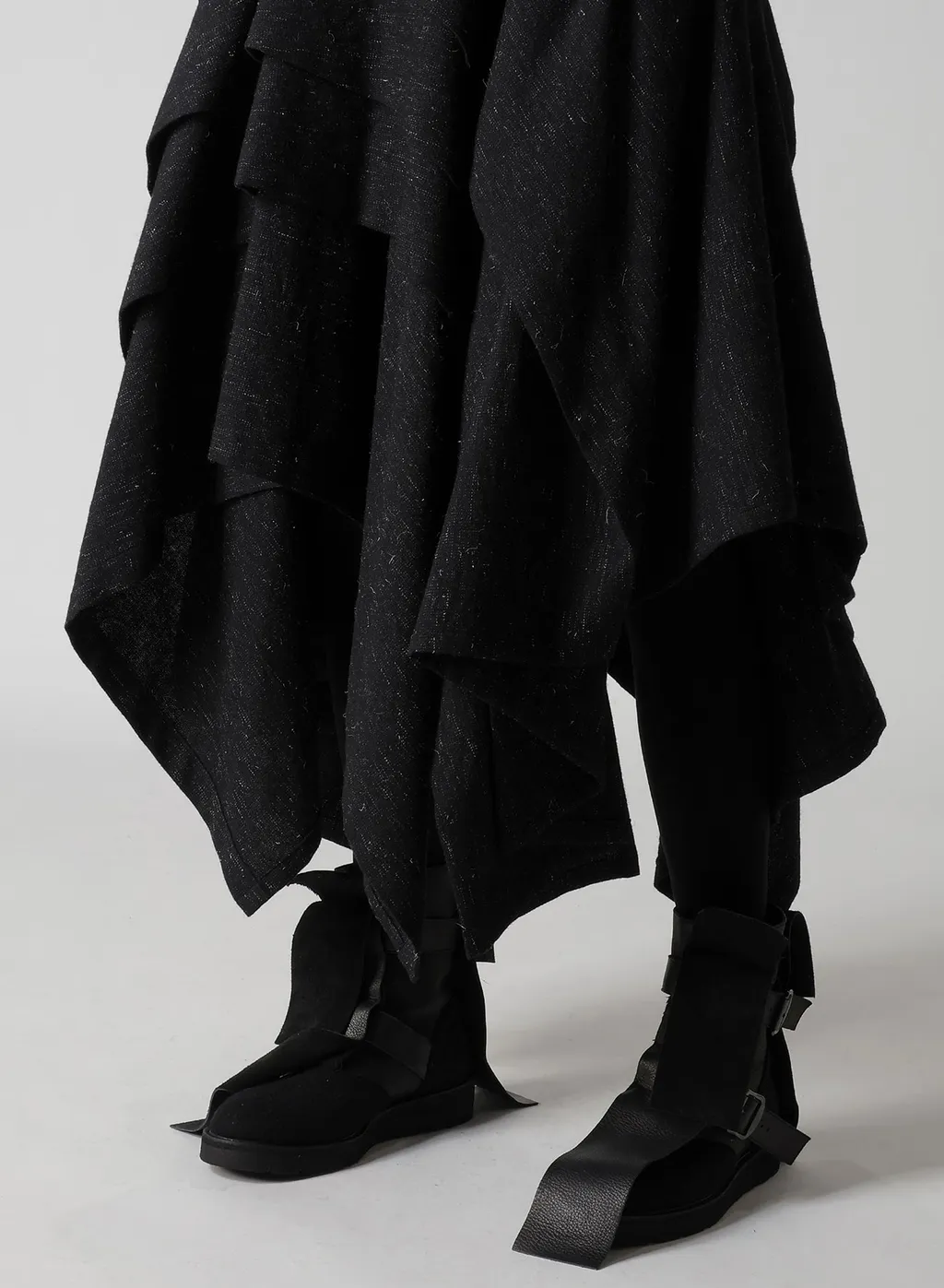 Woolen Tweed R Draped Tuck St Skirt